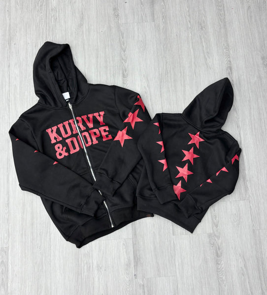 Star Runner Hoodie – Kurvy & Dope (Black/Red)