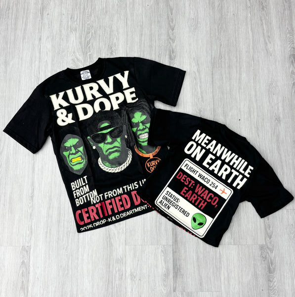 Certified Alien™ Tee – Kurvy & Dope (Black/Green)