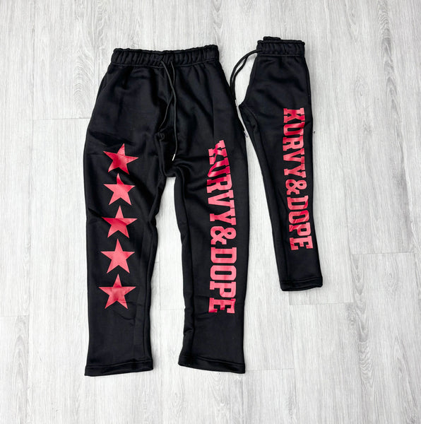 Star Runner Track Pants – Kurvy & Dope (Black/Red)