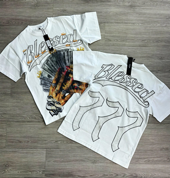 Blessed Angel Graphic Tee – White