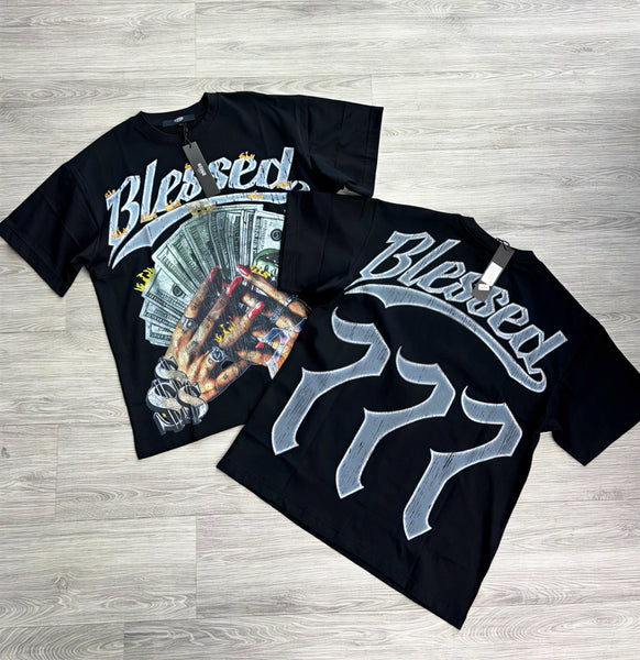 Blessed Angel Graphic Tee – Black